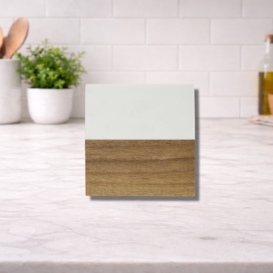 Marble and Wood Coaster Set