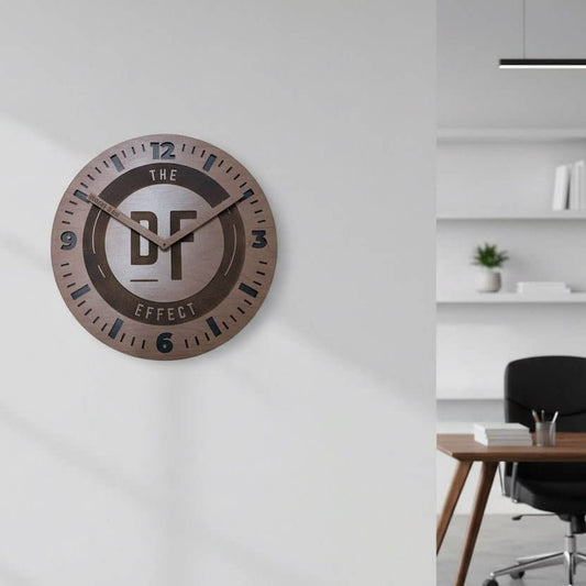 Custom Wooden Wall Clock with Logo