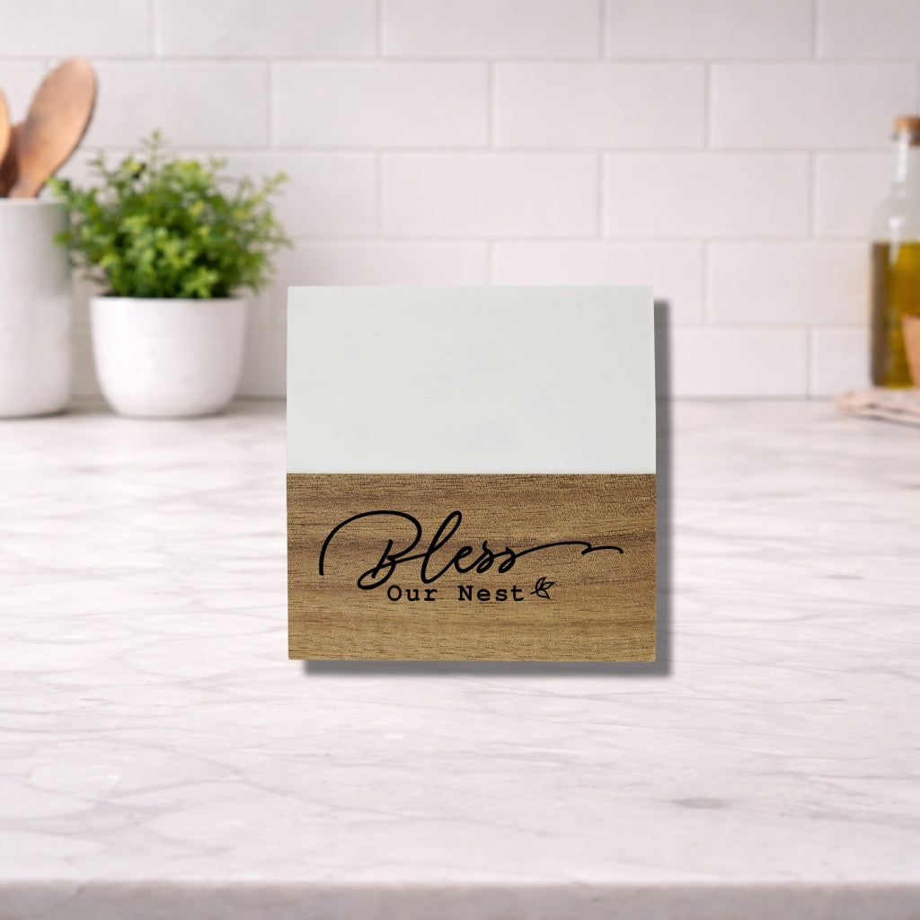Marble and Wood Coaster Set