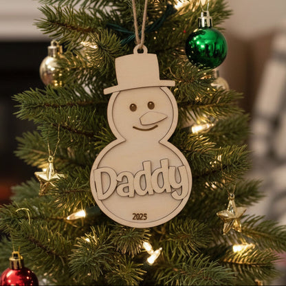 Custom Laser Engraved Wood Ornament - Snowman Keepsake with your custom name