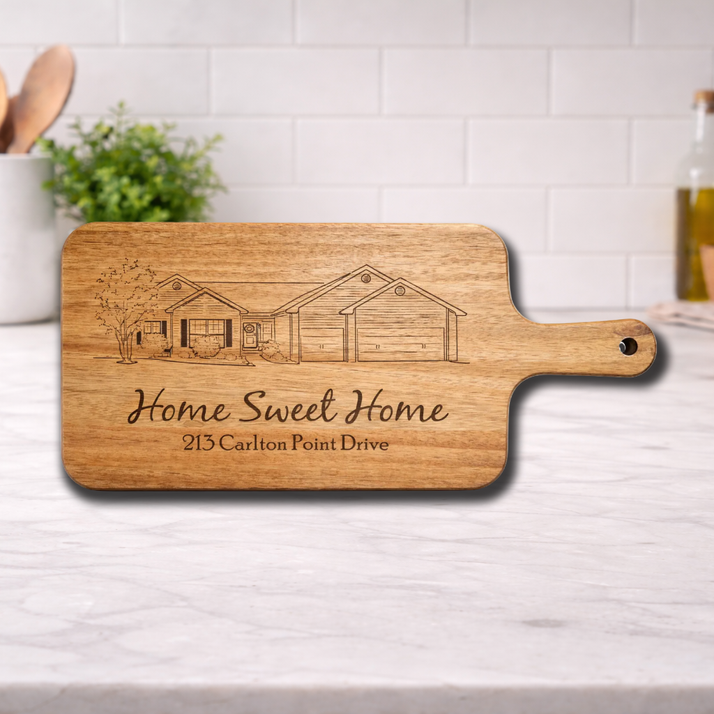 Personalized Home Sweet Home Engraved Acacia Cutting Board