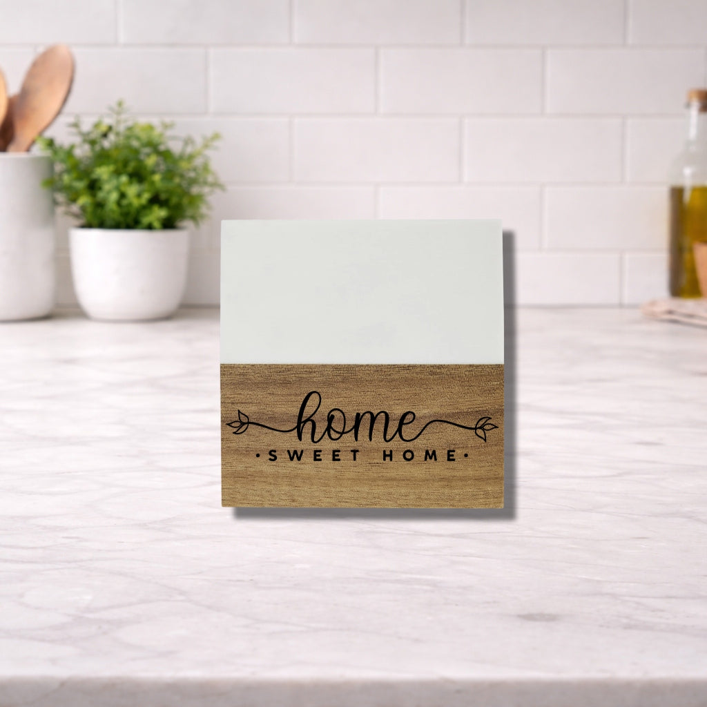 Marble and Wood Coaster Set