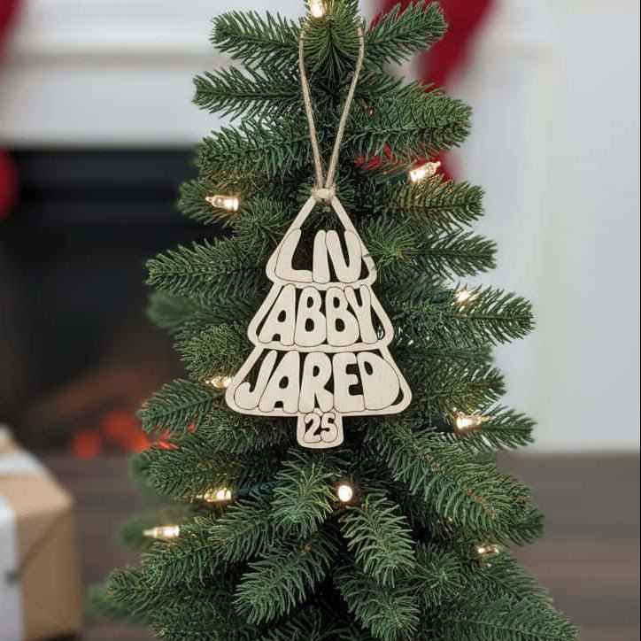 Laser-Engraved Personalized Family Name Christmas Ornament
