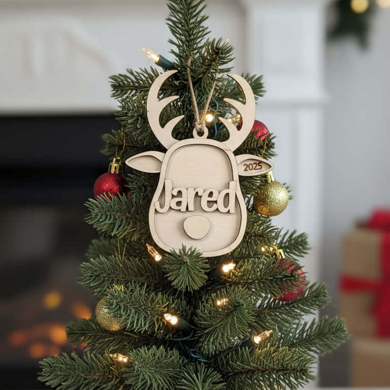 Personalized Reindeer Ornament  with Custom Name